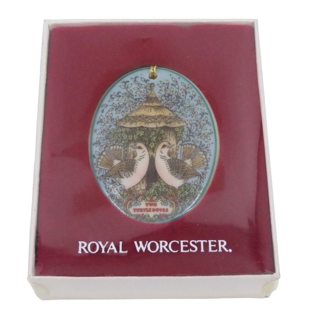 Royal Worcester Two Turtle Doves Twelve Days of Christmas Ornament Fine China